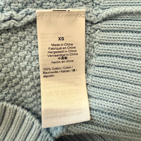 🍁👚 J.Crew Re-Imagined Light Blue Cable Knit 100% Cotton Turtleneck Sweater- XS♻️ - Picture 5 of 7
